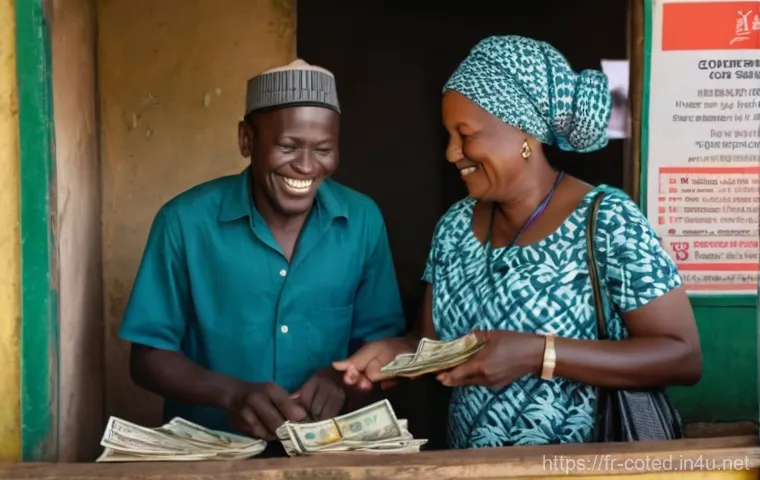 코트디부아르에서 해외 송금하는 법 - A cheerful young Ivorian woman in her late 20s, dressed in stylish yet modest contemporary African p...