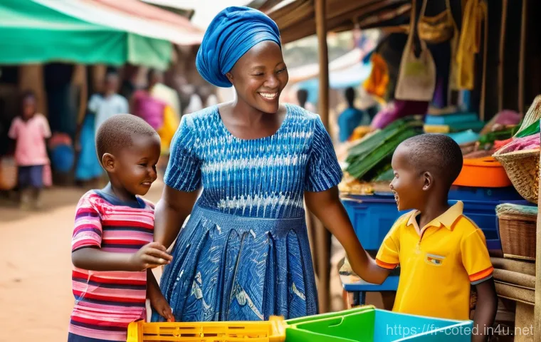 코트디부아르에서 해외 송금하는 법 - An inviting scene at a local money transfer agency in a smaller Ivorian town. A friendly Ivorian mal...